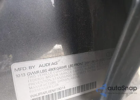 2014 Audi A4 2.0T Premium from USA, damaged, VIN WAUFFAFL6EN019014